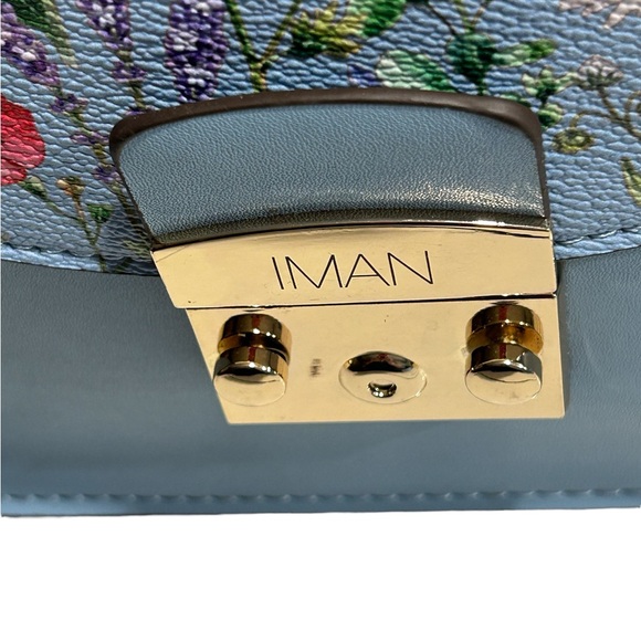 IMAN Global Chic convertible flap handbag with a floral design on the flap - Picture 3 of 14